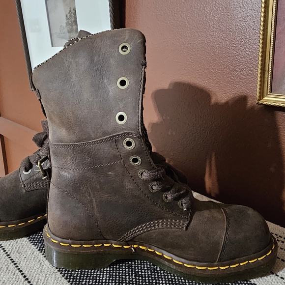 Dr. Martens Dark Brown Combat Boots - Picture 4 of 11